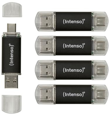 Intenso Twist Line Dual Chiavetta USB 5X 32GB – Super Speed USB 3.2 Gen 1x1 fino a 70 MB/s, USB-C e USB-A, antracite
