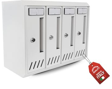 MOHOME Cassetta Postale Esterno Condominiale Made in Italy Bianca 4 Scompartimenti Componibile Modulare 41 x 19 x 31,5 cm Apertura Frontale Interno Doppia Chiave di Sicurezza Casa Ufficio