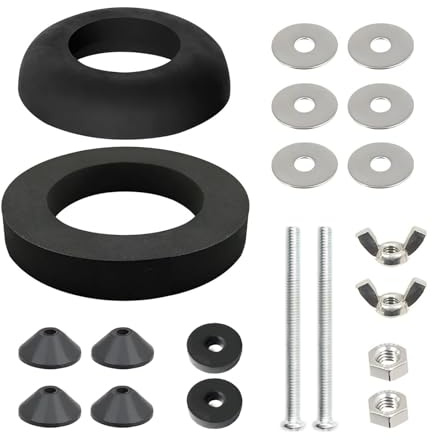 Kit di guarnizioni per cassetta WC in acciaio inox, kit di ricambio universale per la riparazione del WC da 100 mm con bullone M6 attraverso cupola in gomma da 3,8 cm, set di rondelle in schiuma da