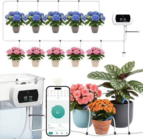 MQHUAYU WiFi Automatisches Bewässerungs System, App-gesteuertes Bewässerungssystem, Intelligente Bewässerungssystem Balkon für Drinnen und Draußen, Bewässerungssystem Garten für 10 Topfpflanzen