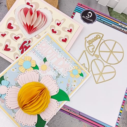 Alinacutle 1 troquel redondo y corazón para hacer pompones de metal para hacer tarjetas hechas a mano, álbumes de recortes, papel, regalo, decoración de vacaciones, plantilla hecha a mano