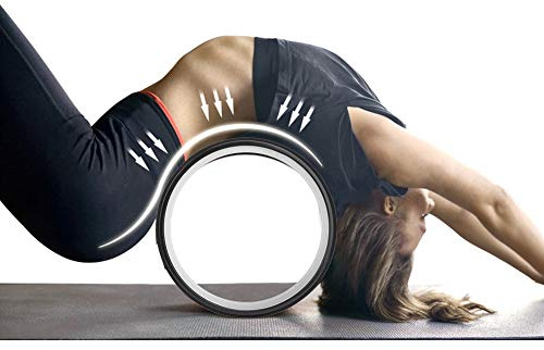 UPALDHOU Yogahjul i PU Gummi, Träningscirkel med Hög Densitet med Anti-halkdesign, Rymmer 200 Kg för hemma- och Gymträning (svart innerring)