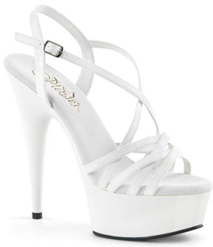 Pleaser DELIGHT-613 Damen Plateau Sandalette, Lack Weiß, EU 41 (US 11)
