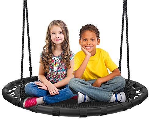 Sorbus Saucer Tree Swing -Kids Outdoor Disc Round Swing - 40 Heavy Duty 220lbs Seat- Easy Install Flying Saucer Web CircleSwing- Perfect for Gift,Playground, Birthday, Xmas, Indoor Outdoor TireSwing