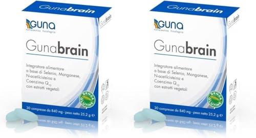 GUNA Gunabrain 60 Compresse Integratore Alimentare (2 Confezioni da 30 Compresse)