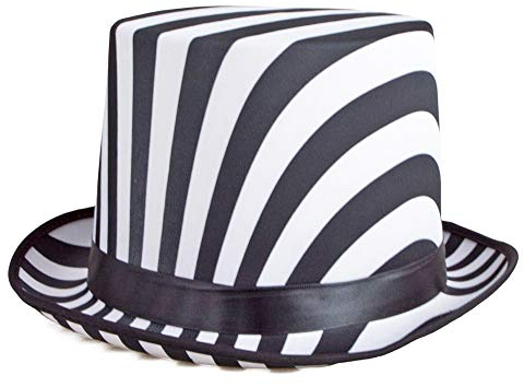 Zylinder 60cm - Schwarz Weiß gestreift - Schöner Hut zum 20er Jahre Kostüm für Party Show Hochzeit Junggesellenabschied Karneval