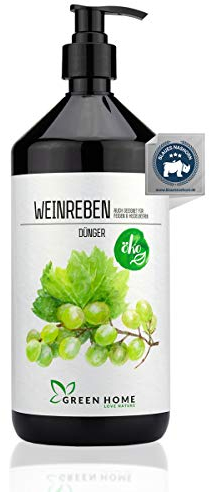 GREEN HOME LOVE NATURE® 1L Weinreben Dünger mit hohem Nährstoffgehalt - nachhaltiger Dünger für Weinreben einfach zu dosieren - Made in Germany