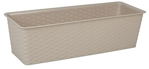 URBNLIVING Rattan Design Elegant Tall Large Plant Pot Flower Indoor Outdoor Garden Planters (Beige, Rectangle Planter [Large])