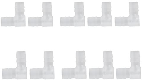 10 Uds Codo de 90 Grados Espiga para Manguera Plástico Igual Adaptador de Junta de Púas en Forma de L Accesorio de Manguera para Acuario Aire Agua Combustible Aceite Gase Inerte(10mm)