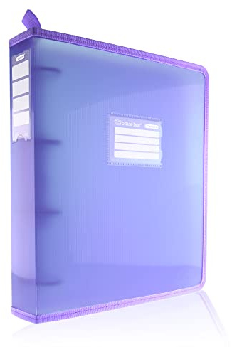 Colorline REF.44011-MO Classeur à anneaux A4+ avec côtés renforcés en tissu - Identification avant et dos et poignée poignée pour Office Box - REF.44011-MO (40 mm / 4 anneaux, violet)