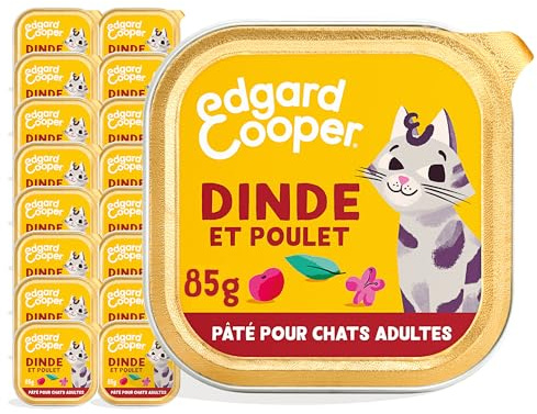 Edgard & Cooper Pâtée Pour Chat Adulte Stérilisé, Dinde Poulet 16 x 85g, Nourriture humide Sans Céréales Ingrédients naturels, Pate Riche en protéines, Sans sucres ajoutés