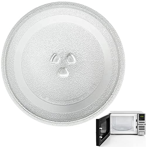 Aheagou Mikrowellenteller Glas Drehscheibe Teller 24,5cm, Mikrowelle Drehteller mit 3 Fixierern,Glasplatte Rund Mikrowelle Drehteller Ersatz Teller für Mikrowellen