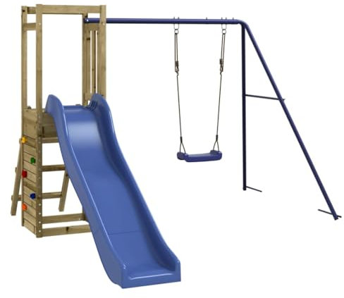 vidaXL Spielturm, Klettergerüst mit Rutsche Schaukel Kletterwand, Kinder Kletterturm, Spiel-Zubehör für Garten, Holz Spielplatz Spielhaus, Imprägniertes Kiefernholz