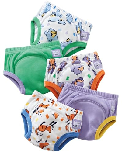 Bambino Mio, Reusable Potty Training Pants for Boys and Girls, 5 Pack (Bold Animals, 3-4 Years)