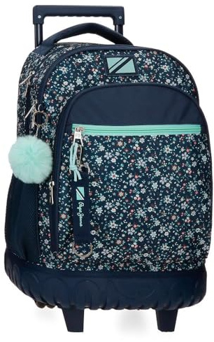 Pepe Jeans Alenka trousses scolaires, taille parfaite pour transporter dans un sac à dos, un sac à dos ou un sac à main Joumma Bags, bleu, Sac à dos à roulettes