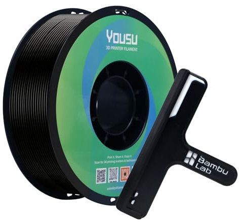 YOUSU ABS + Filament 1.75 mm,ABS Plus 3D Printer Filament, Dimensional Accuracy +/- 0.03 mm, 1 kg Spool (2.2 lbs) for 3D Printer, Black