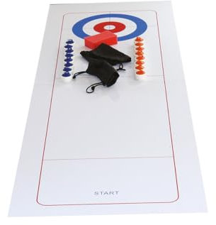 SportFit Tischcurling Spiel – 120 × 40 cm Curling-Set mit 16 Curlingsteinen (Rot & Blau) | Magnetische Spielfläche, Beutel & Zubehör | Curling Spaß für Zuhause, Schule & Büro