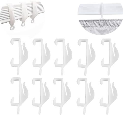 White Plastic Curtain Track Glider Hook for Hanging Window Curtain(50 Pack)