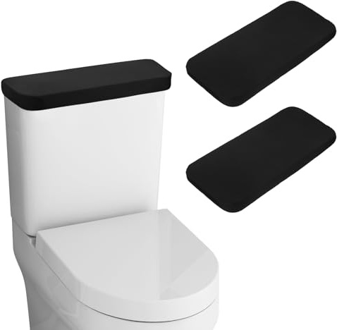 Bremorou 2Pcs Toilet Tank Lid Cover and Toilet Lid Cover Set, Cistern Cover, Washable Universal Toilets Seat Cistern Covers with Elastic Bottom, Soft and Absorbent Replacement for Bathroom