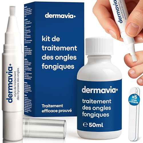 DERMAVIA+ Traitement contre les mycoses des ongles – 50 ML + Stylo Torsion 3 ML – Convient aux diabétiques – Traitement cliniquement prouvé – Facile à utiliser et résultats rapides