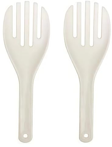 2 spatole per riso, grandi, bianche, in plastica, a forma di forchetta, lunghezza 27 cm, cucchiai da portata, per riso e patate