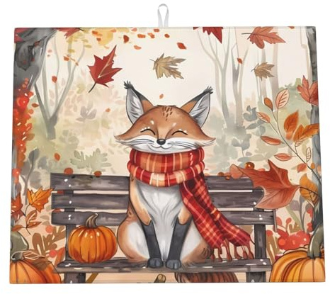 Tappetino Lavello Autumn Pumpkin Fox Tappetini Bancone Cucina Assorbente Tappetino Scolastoviglie Per Cucine Lavastoviglie Piani 46X61Cm