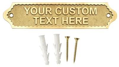 Custom Engraved Solid Brass Nameplate – Personalized Door Sign Plaque for Home, Office, Desk, Wall, Housewarming, Business & Wedding Gift (22 x 5 cm)