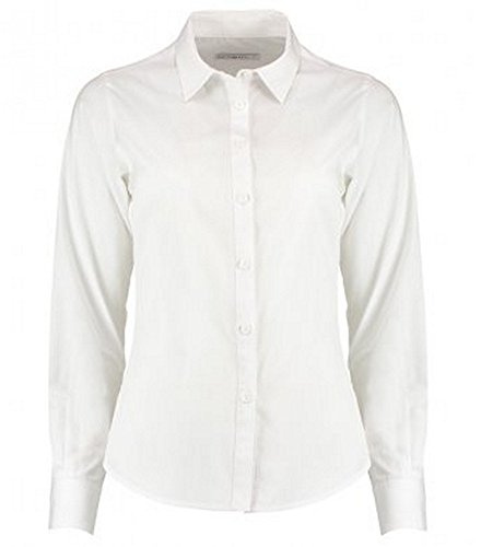 KUSTOM KIT Camisa Entallada de Popelín y Manga Larga Para Mujer (40 EU/Blanco)