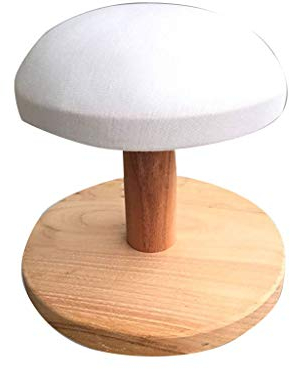 Portable Bois Manches Conseil W/Base Ronde, Mini Hémisphérique Table à Repasser Collier W/Lin Tissu Couverture, Jeannette for la Maison, Dorm, Blanc (Taille : 19cm)