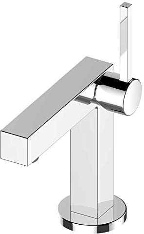 KEUCO Waschtisch-Armatur chrom für Waschbecken im Bad, Höhe 22,1cm, Einlochmontage, Design-Wasserhahn, Einhandmischer, Waschtischmischer, Edition 90