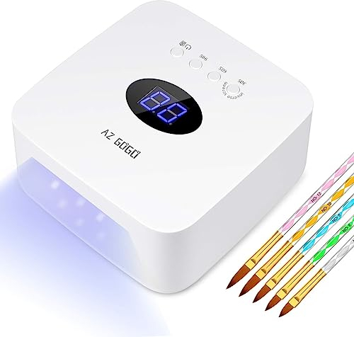 72W Nageltrockner LED UV Lampe für Gelnägel, AZ GOGO Professionelle UV Nagellampe mit 30/60/99s Timer, Infrarot Sensor, LCD Display, Auto-Sensor, Geeignet für alle Gel, Wiederaufladbare & Tragbare