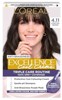 L'Oreal Paris L'Oréal Paris Excellence Cool Crème Tinte Permanente para el Cabello, Coloración Radiante en Casa con hasta un 100% de Cobertura de Canas, Pro-queratina, hasta 8 Semanas de Color,