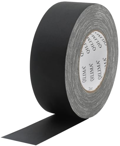 QILIMA algodón Gaffer Cinta negra no reflectante de fácil rasgado 50MMX50M Cinta multiusos de calidad profesional, sin residuos