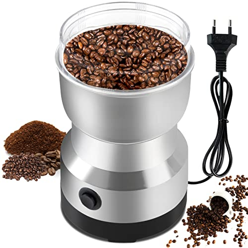 Molinillo de Café Eléctrico,Molinillo de 200W,Molinillo Eléctrico de Café,300ml Molinillos de Especias para Molinillo Semillas,Especias,Secos(Plata)