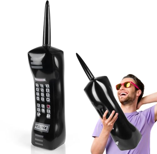 Aomig Aufblasbare Instrumente Spielzeug, 80's 90's Party Dekoration Disco Ballon Aufblasbare Handy, Aufblasbares Handy Party Zubehör Geeignet für Retro Hip Hop Disco Rock Mottopartys