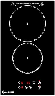 AMZCHEF Glaskeramikkochfeld 2 Platten, 3200W Kochfeld 2 Platten mit 9 Leistungsstufen, 2-in-1 Freistehend-/Einbau-Design, Touch-Steuerung, Mattierte Glasoberfläche, Kompatibel mit Allen Kochgeschirren