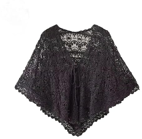 BWANGIAO Elegante Mantón de Punto para Qipao Flor de Ganchillo para Mujer Novia de Boda para Varias Ocasiones Multiusos