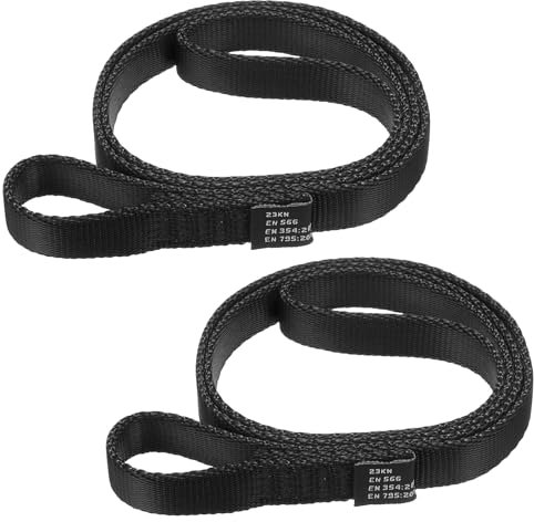 PATIKIL 24 Inch Nylon Slings, 2 Pack Strong Webbing Straps 18mm Rock Straps for Aerial Yoga Hammock Swing, Black