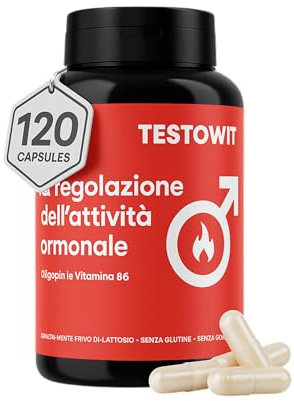 ORBIS TESTOWIT Integratore Naturale per Uomini | Supplemento per la Regolazione Ormonale con Muira Puama, Maca e Ashwagandha | aumenta la vitalità naturale | Forza & Energia Uomo | 120 Capsule