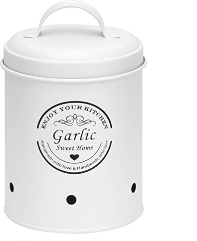 Vaso per la conservazione dell'aglio， Set di barattoli for la conservazione di verdure, zenzero, cipolla, aglio, di grande capacità(White,S)