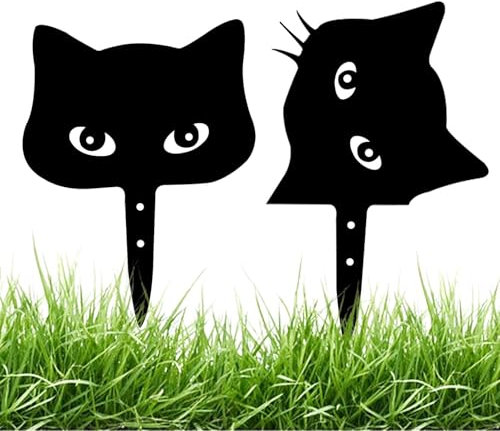 Decorative Cat Garden Trainers, Metal Stakes for Cats - Cat Statues Decoration - Waterproof Kitten Outdoor Figurine Decor for Swimming Pool, Pond, Patio