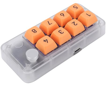 Goshyda Tastiera da 8 Tasti, Tastiera Scambiabile USB C CHOT con 12 modalità di Illuminazione, Tastiera a Mano Programmabile Compatibile con Wins & OSX (Trasparente)