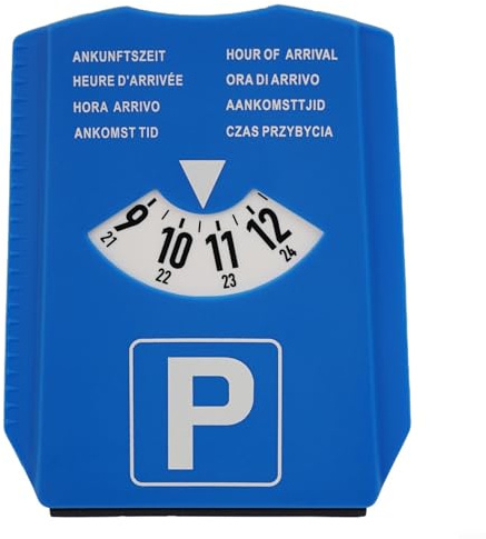 Besttoolifes Car Parking Disc Timer with Ice Scraper for Uk and 15.4x12.4 Cm Blue Pp Parking Clock for Window Arrival Display and Timing Gadget