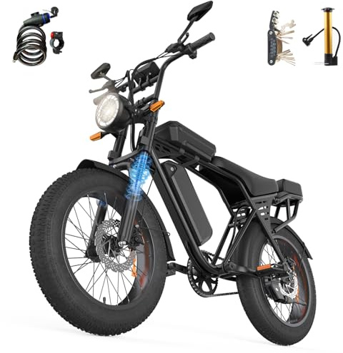 Meriavex X5 Electric Bike for Adults, 20 x 4 Fat Tyre Mountain Ebike with 80KM Range & 48V 15AH Removable Battery, 250W Motor 25KM/H Electric Dirt Bike with Cycling Bag for Adults Teens