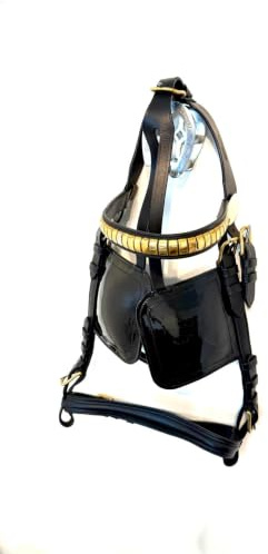 Driving Blinkered Bridle – Draft Size Patent Leather Brass Metal Fittings Anatomical Head Piece Clincher Browband