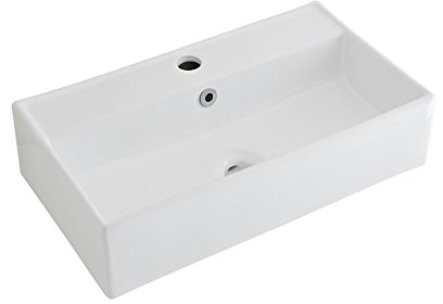 Milano Dalton Modern White Countertop Wall Hung Bathroom Basin Sink - 550mm x 310mm