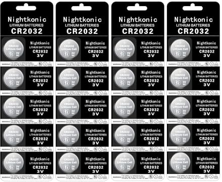 Nightkonic 20 Count - CR2032 Battery 3v Lithium Button Cell Coin 2032 Battery