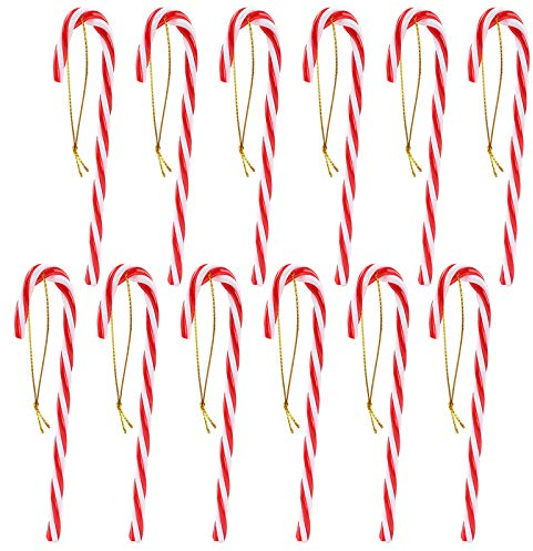 Annhao Decorazioni Albero di Natale, 12 Pezzi Plastica Candy Cane di natalizie per Attaccatura in Albero di Natale Wall Home Party Decorazioni Ornamenti (con Cordino)