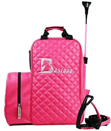 Sport Tent Professional Equestrian Bags Durable PU Leather Horse Riding Boots and Helmet Bag (Pink)