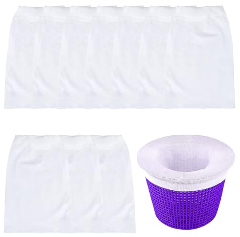 YATEICBC 10 Pcs Calcetines para Skimmer de Piscina, Skimmers para Filtros de Piscina, Filtros Skimmer, Reutilizables Skimmer Cesta de Malla para Skimmers de Superficie para Eliminar Las Hojas